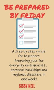 Front cover of Be Prepared by Friday Quick Start Guide by Sissy, an emergency preparedness quick start guide for families and beginners.